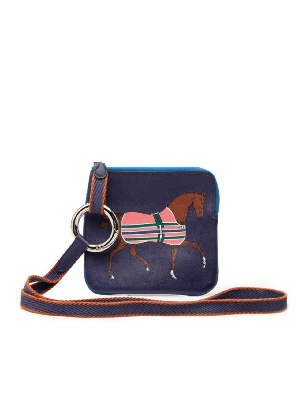 Hermes Carre Pocket Shoulder Bag Pouch Navy Multicolor Swift